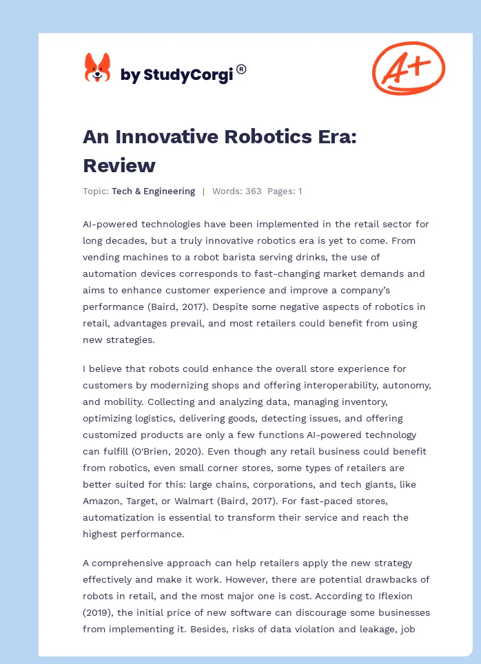 An Innovative Robotics Era: Review. Page 1