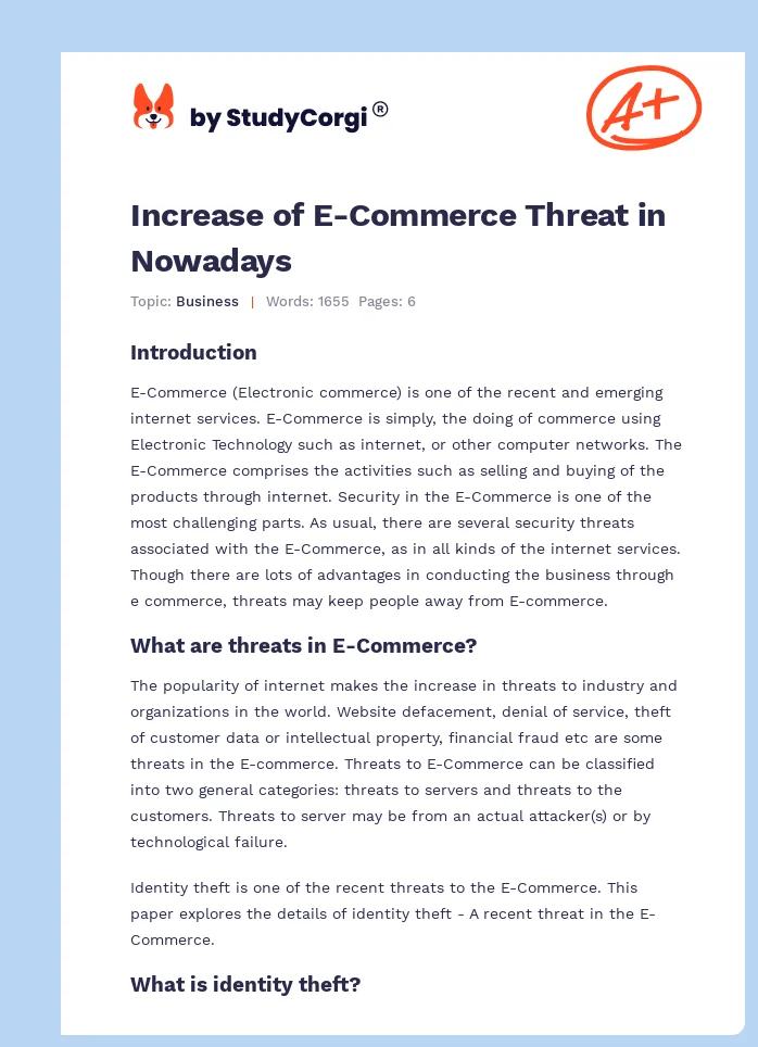 Increase of E-Commerce Threat in Nowadays. Page 1