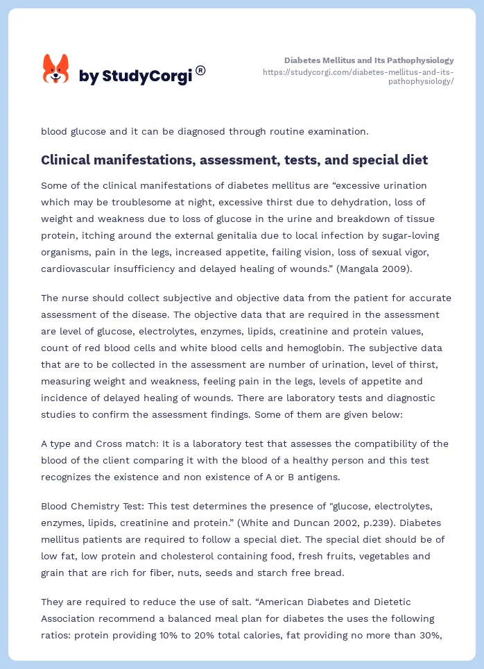 Diabetes Mellitus and Its Pathophysiology. Page 2
