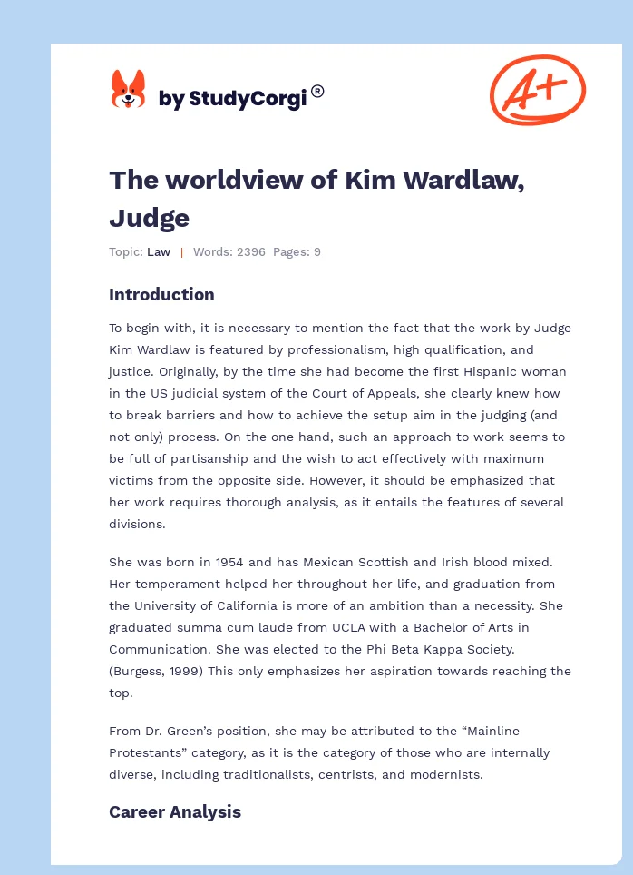The worldview of Kim Wardlaw, Judge. Page 1