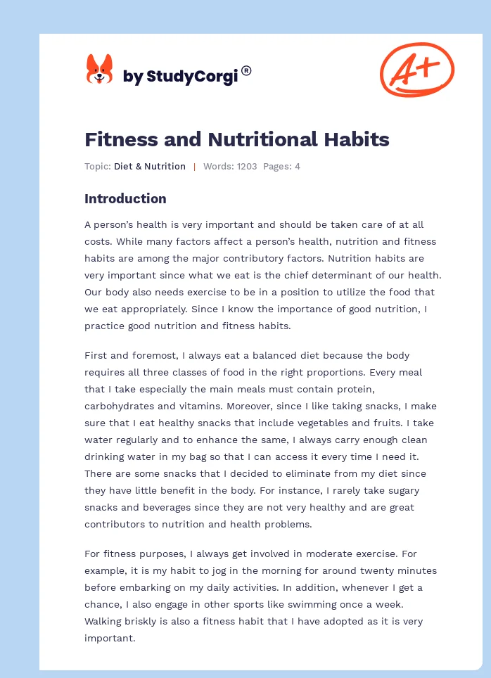 Fitness and Nutritional Habits. Page 1