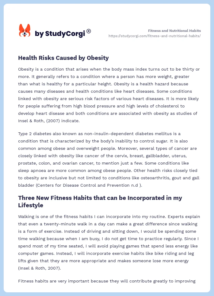 Fitness and Nutritional Habits. Page 2