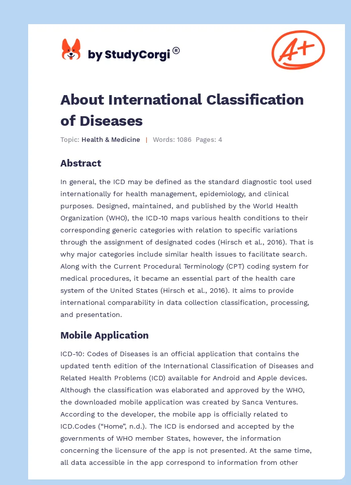 About International Classification of Diseases. Page 1