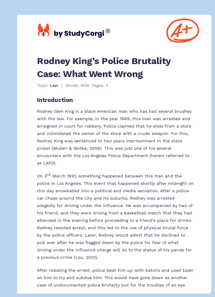 Rodney King’s Police Brutality Case: What Went Wrong. Page 1