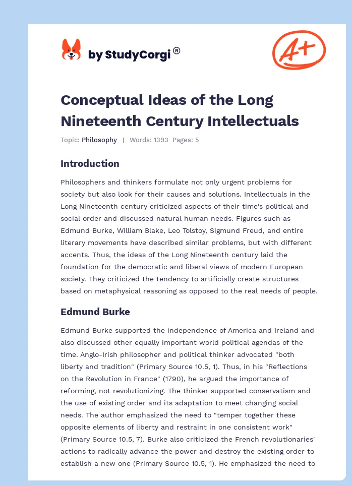 Conceptual Ideas of the Long Nineteenth Century Intellectuals. Page 1