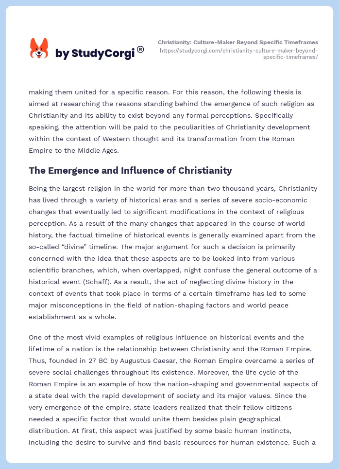 Christianity: Culture-Maker Beyond Specific Timeframes. Page 2