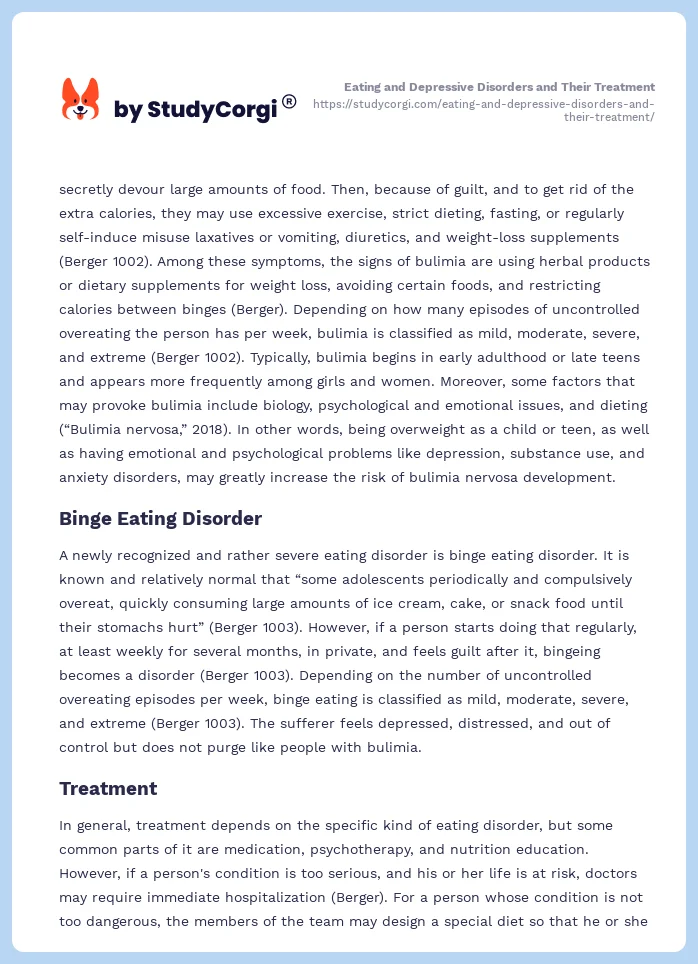 Eating and Depressive Disorders and Their Treatment. Page 2
