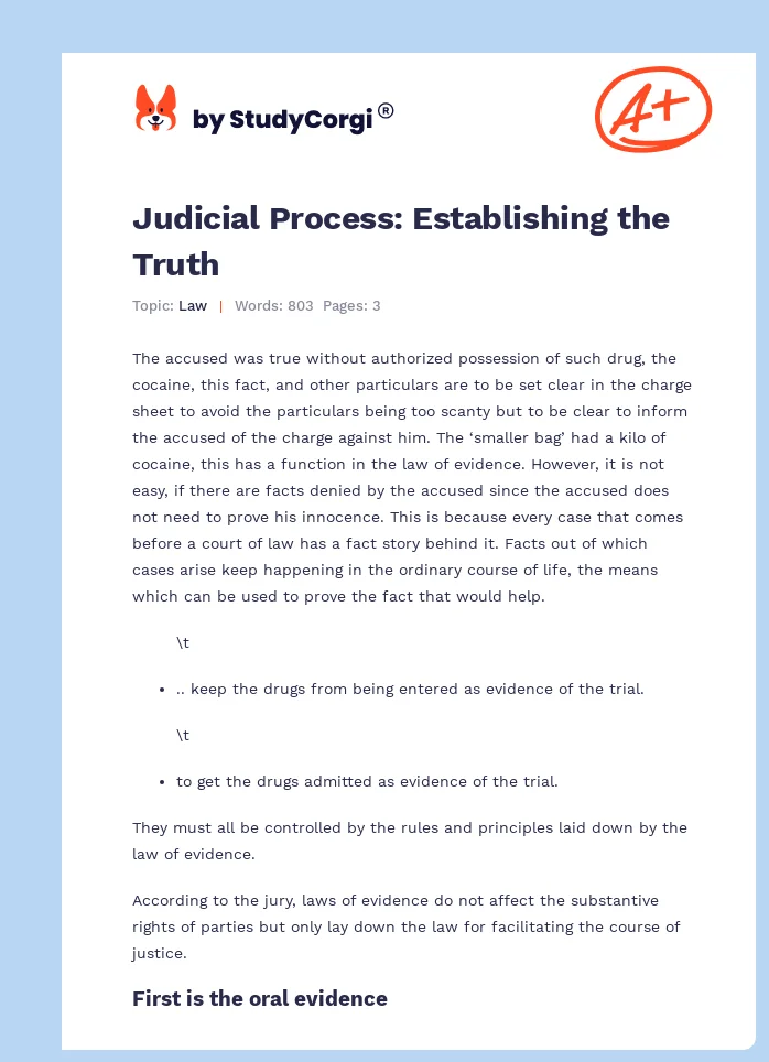 Judicial Process: Establishing the Truth. Page 1