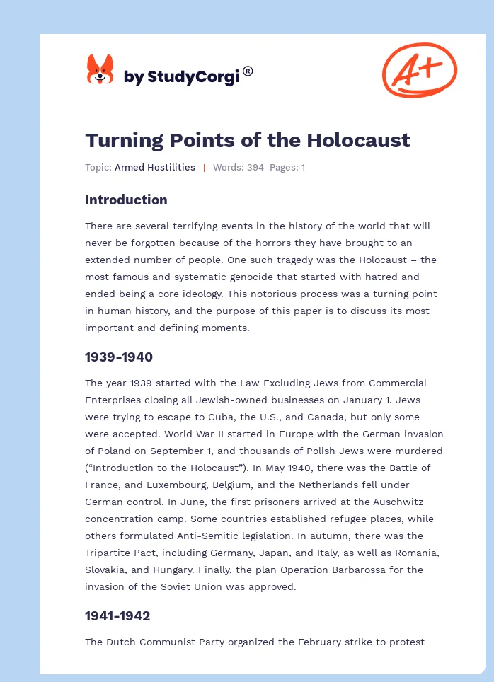 Turning Points of the Holocaust. Page 1