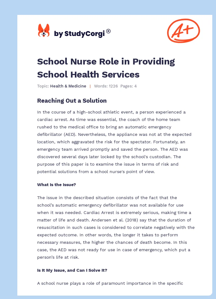 School Nurse Role in Providing School Health Services. Page 1