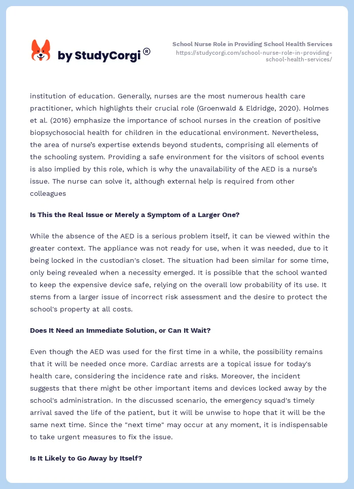 School Nurse Role in Providing School Health Services. Page 2