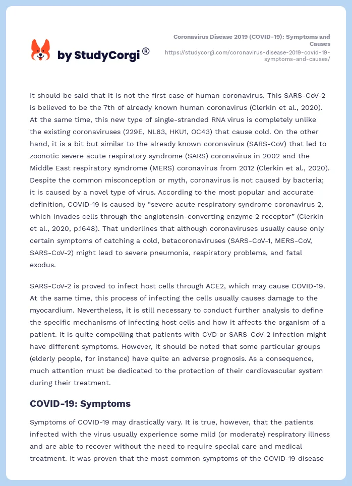 Coronavirus Disease 2019 (COVID-19): Symptoms and Causes. Page 2