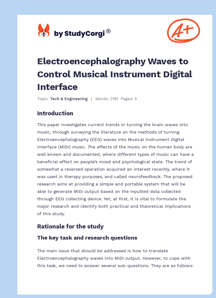 Electroencephalography Waves to Control Musical Instrument Digital Interface. Page 1