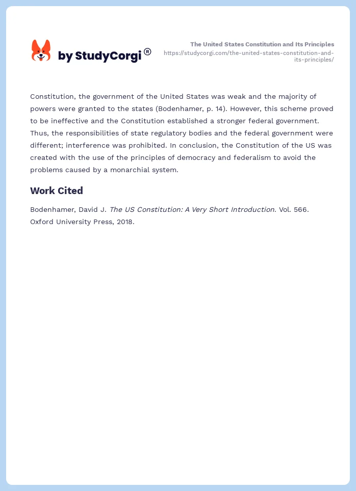 The United States Constitution and Its Principles. Page 2