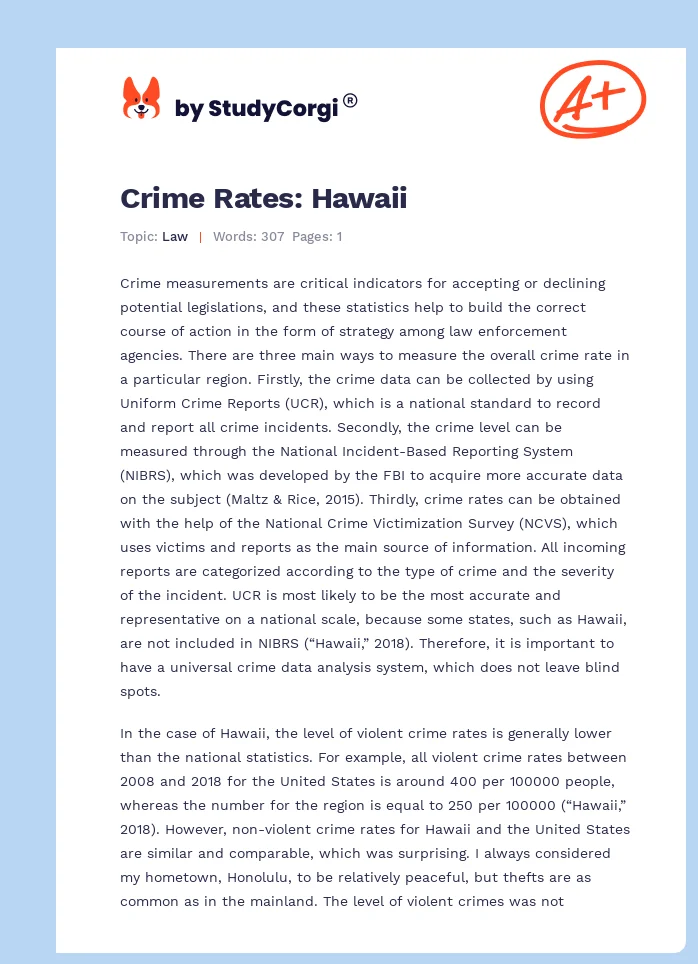 Crime Rates: Hawaii. Page 1