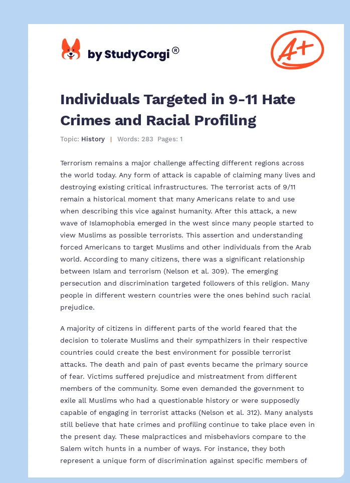 Individuals Targeted in 9-11 Hate Crimes and Racial Profiling. Page 1