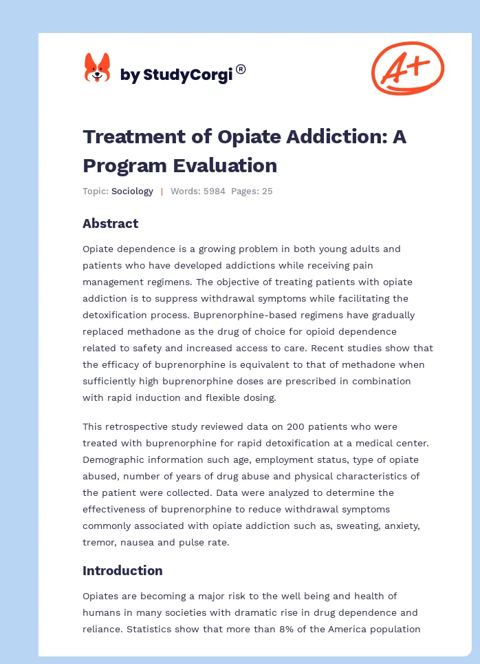 Treatment of Opiate Addiction: A Program Evaluation. Page 1