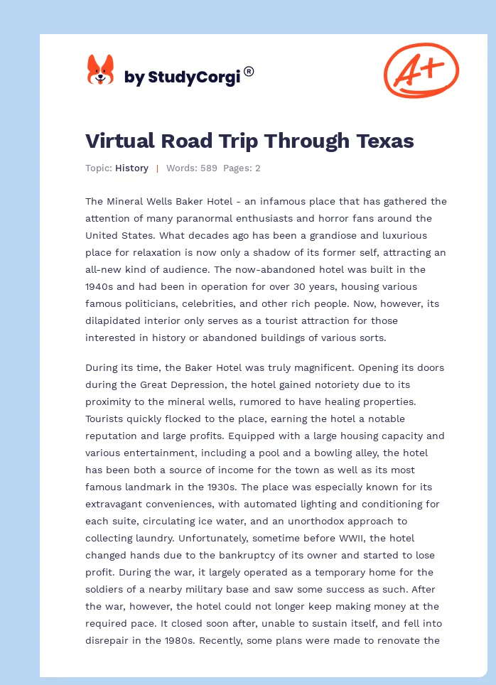 Virtual Road Trip Through Texas. Page 1