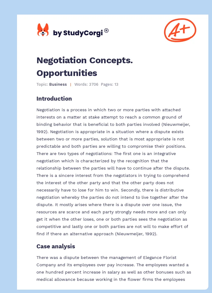 Negotiation Concepts. Opportunities. Page 1