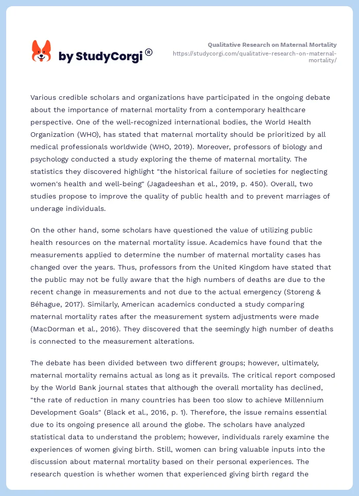 Qualitative Research on Maternal Mortality. Page 2