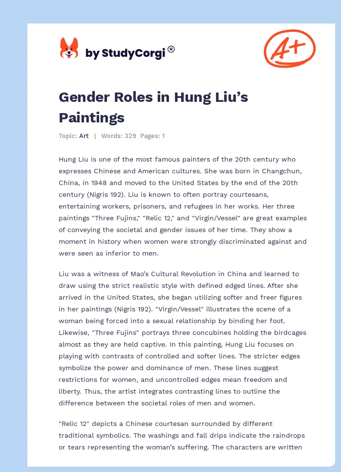 Gender Roles in Hung Liu’s Paintings. Page 1