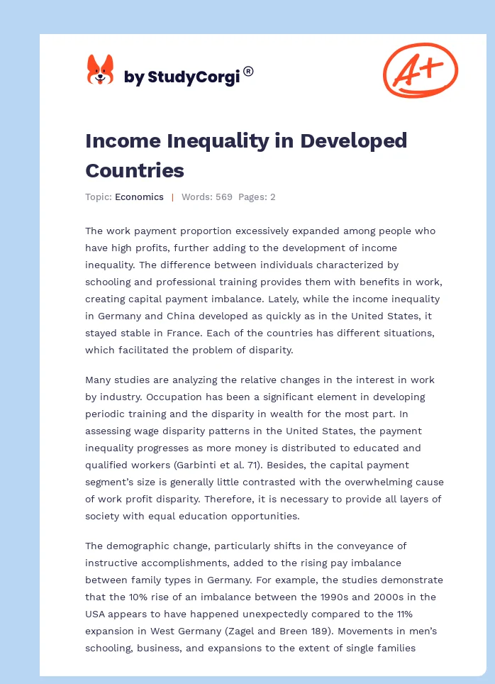 Income Inequality in Developed Countries. Page 1