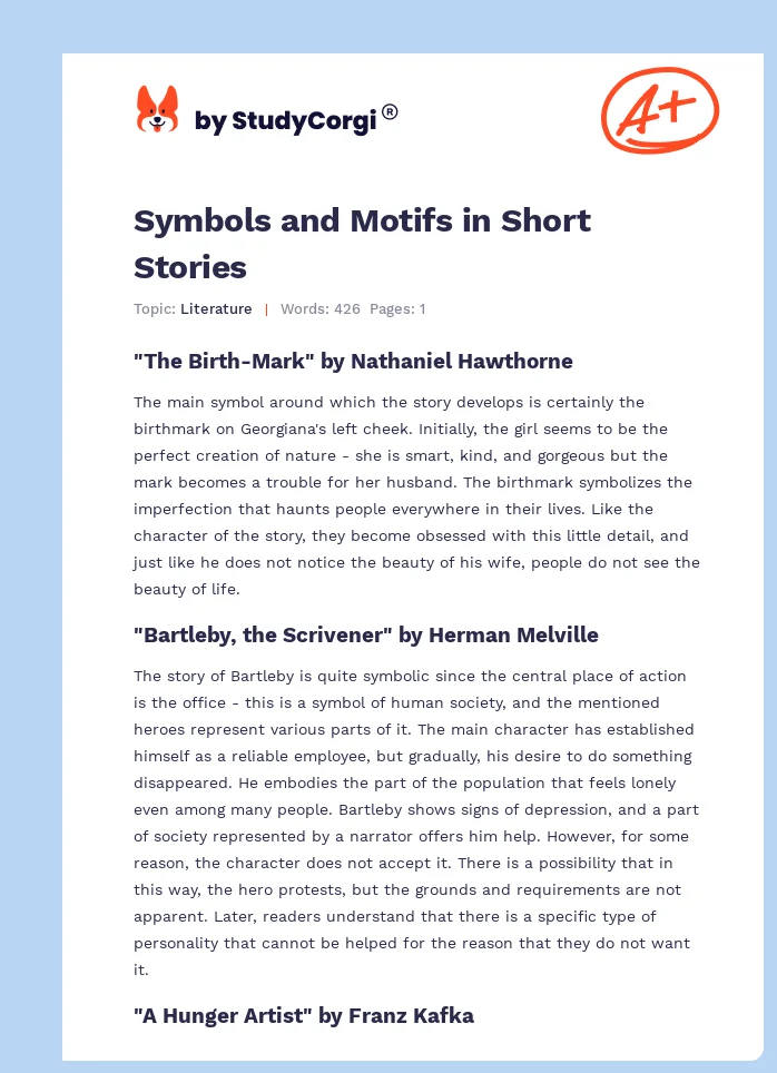 Symbols and Motifs in Short Stories. Page 1