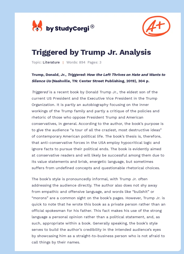 Triggered by Trump Jr. Analysis. Page 1