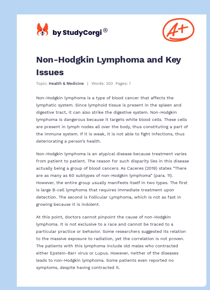 Non-Hodgkin Lymphoma and Key Issues. Page 1