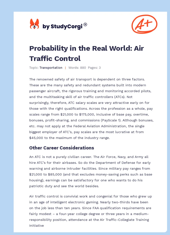 Probability in the Real World: Air Traffic Control. Page 1