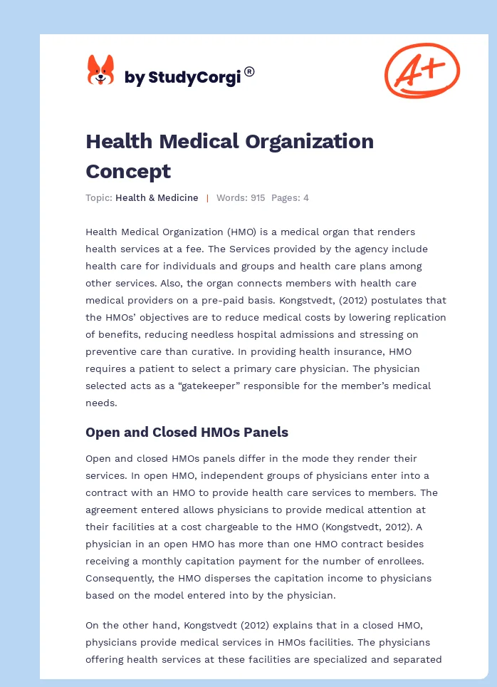 Health Medical Organization Concept. Page 1