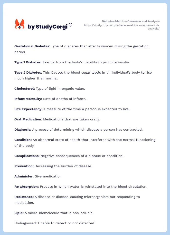 Diabetes Mellitus Overview and Analysis. Page 2