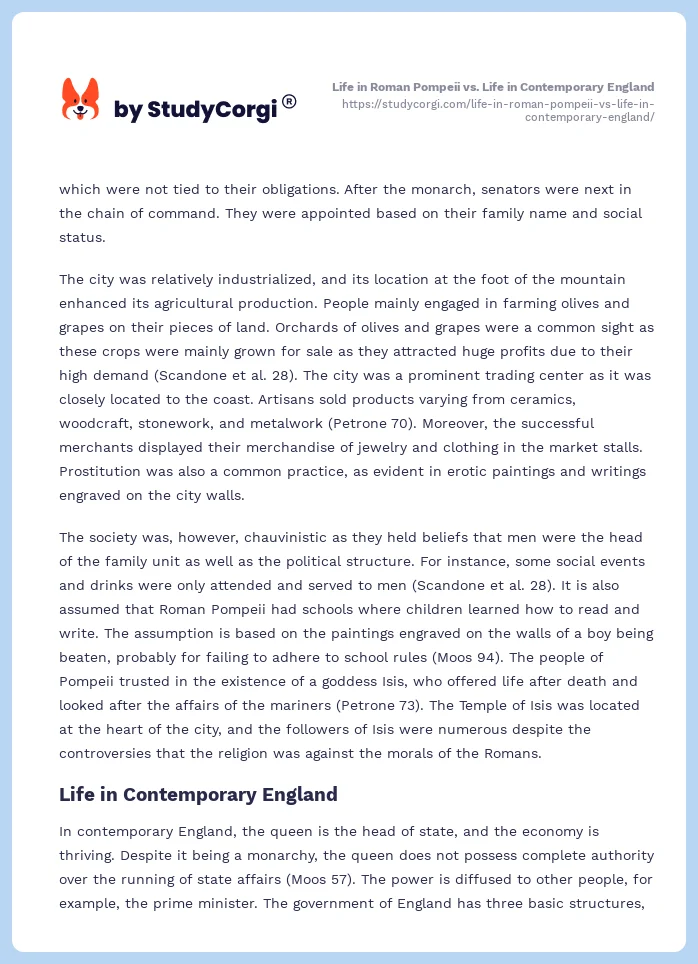 Life in Roman Pompeii vs. Life in Contemporary England. Page 2