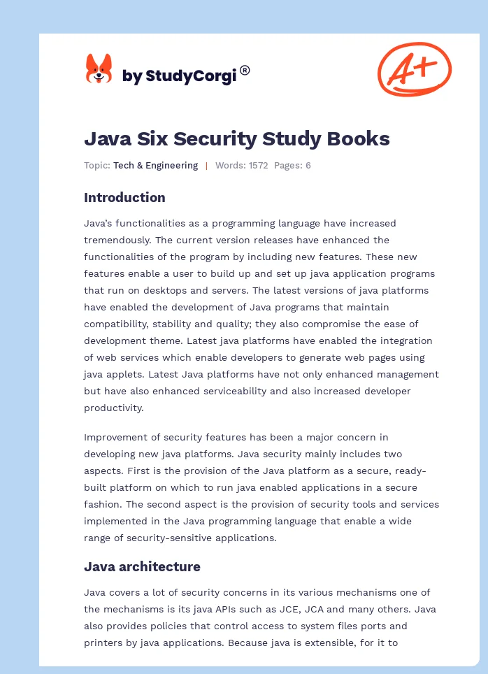 Java Six Security Study Books. Page 1