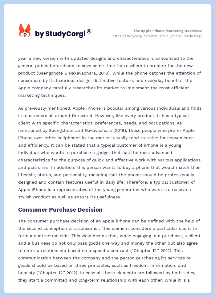 The Apple iPhone Marketing Overview. Page 2