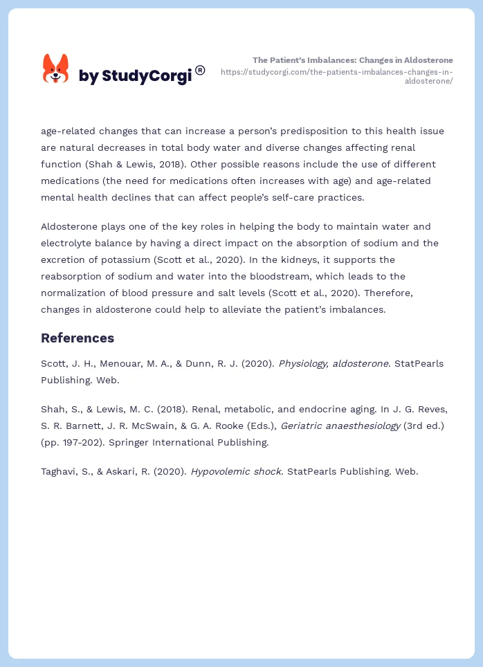 The Patient’s Imbalances: Changes in Aldosterone. Page 2