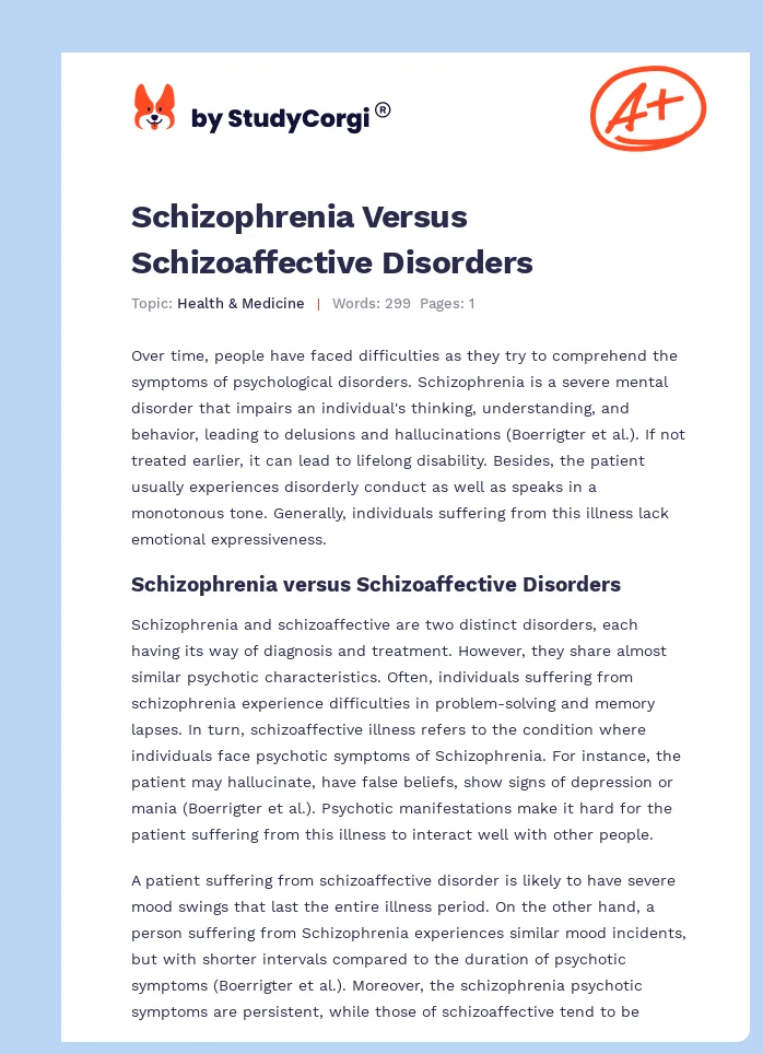 Schizophrenia Versus Schizoaffective Disorders. Page 1