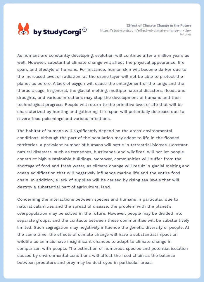 Effect of Climate Change in the Future. Page 2