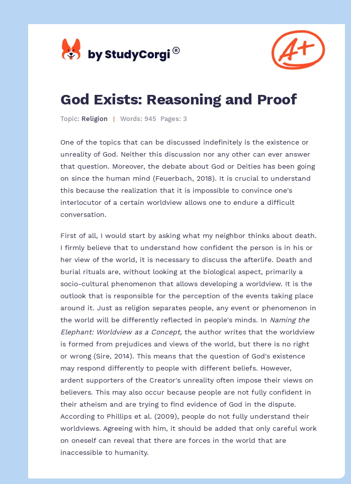 God Exists: Reasoning and Proof. Page 1