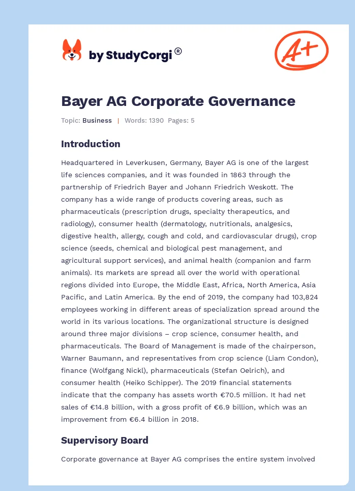 Bayer AG Corporate Governance. Page 1