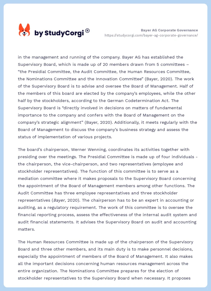 Bayer AG Corporate Governance. Page 2