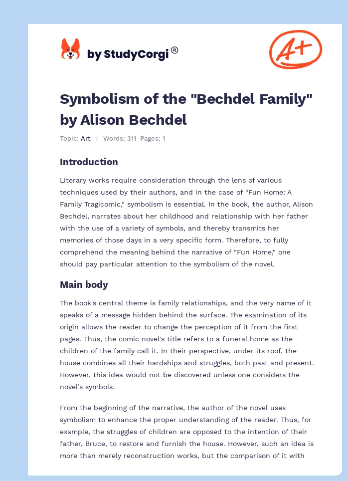 Symbolism of the "Bechdel Family" by Alison Bechdel. Page 1