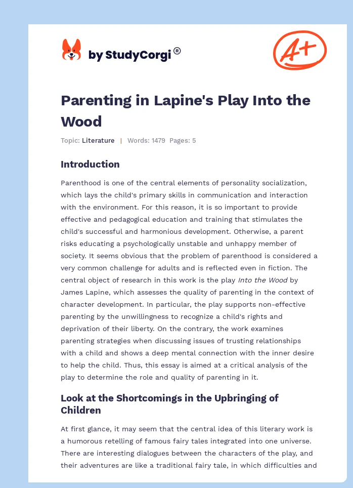 Parenting in Lapine's Play Into the Wood. Page 1