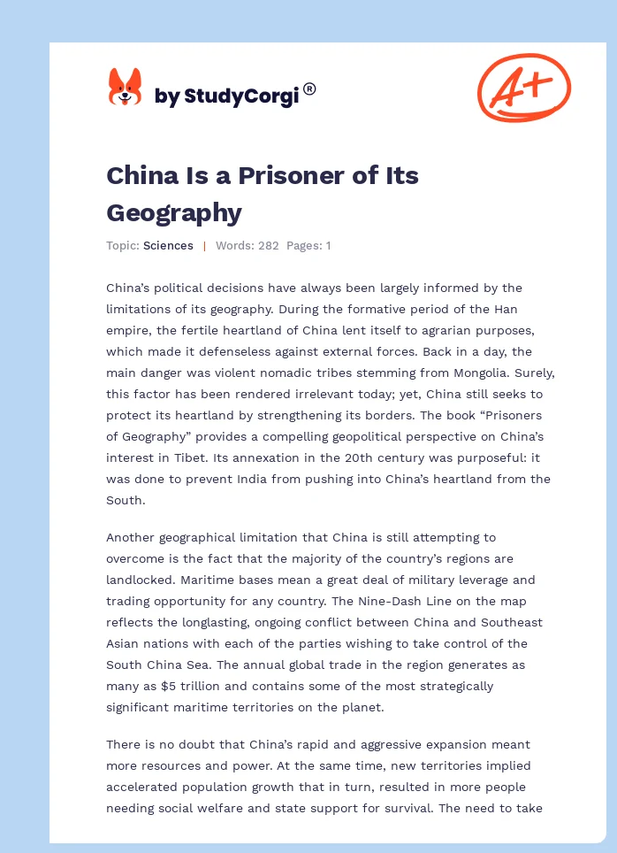China Is a Prisoner of Its Geography. Page 1