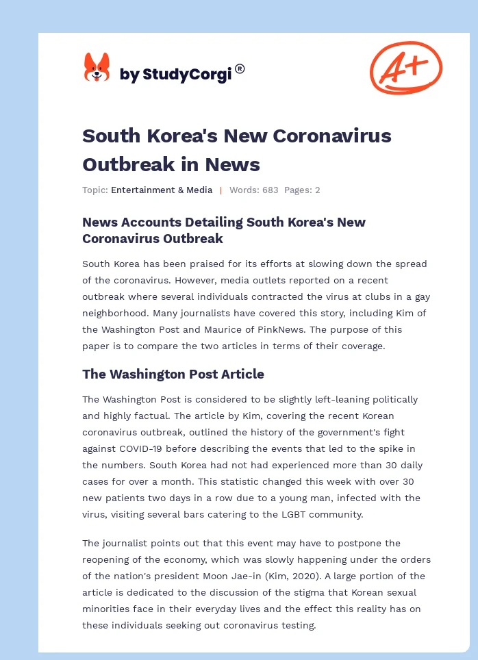 South Korea's New Coronavirus Outbreak in News. Page 1