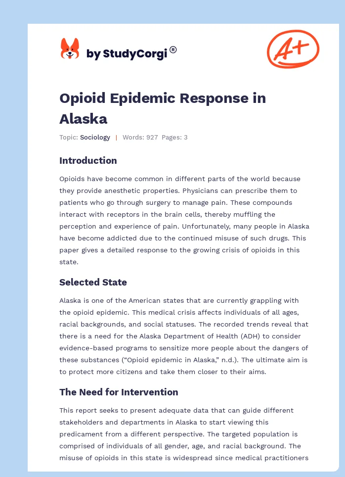 Opioid Epidemic Response in Alaska. Page 1