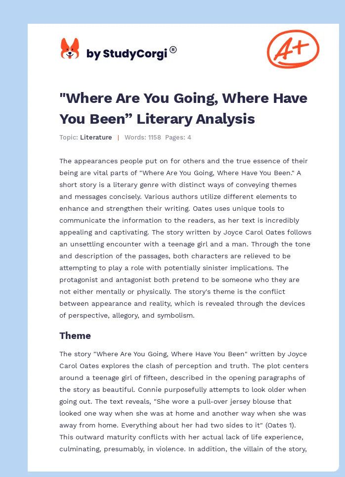 "Where Are You Going, Where Have You Been” Literary Analysis. Page 1