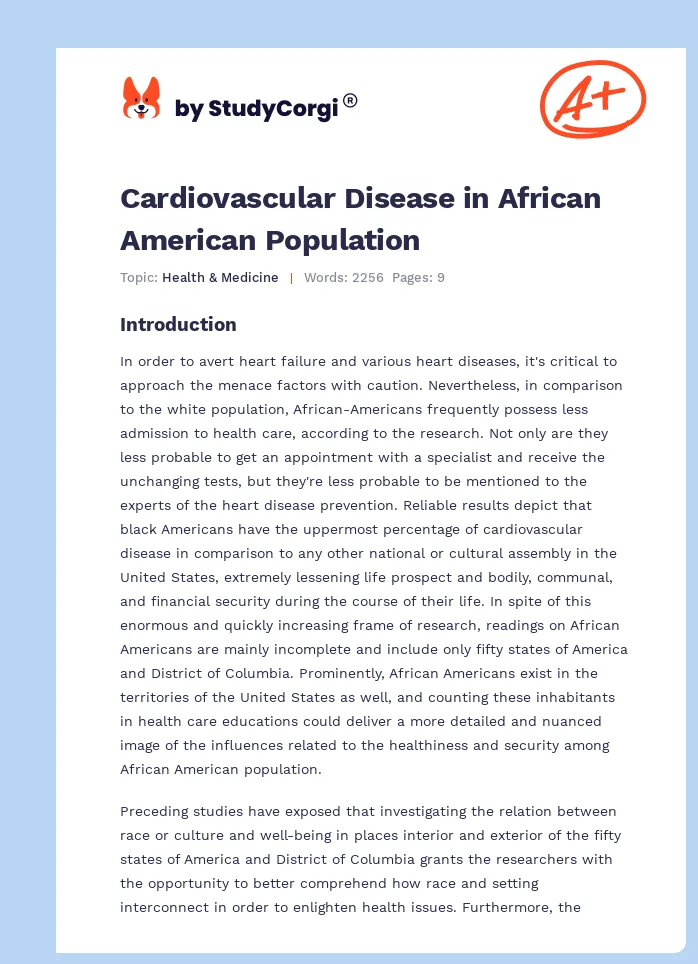 Cardiovascular Disease in African American Population. Page 1