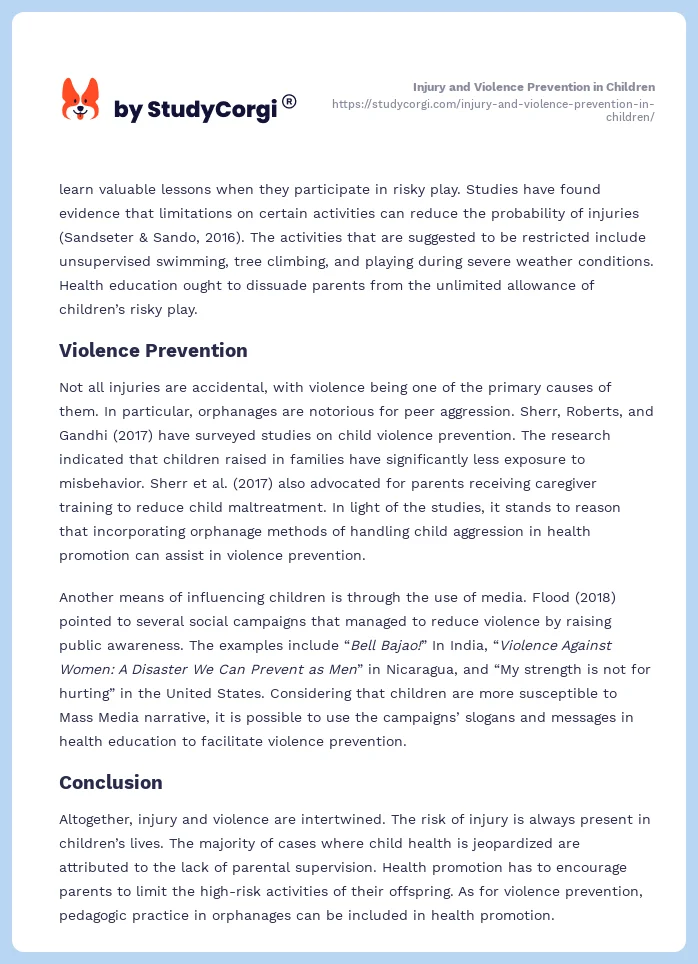Injury and Violence Prevention in Children. Page 2