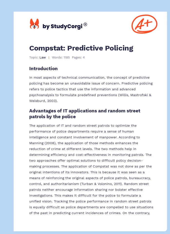 Compstat: Predictive Policing. Page 1